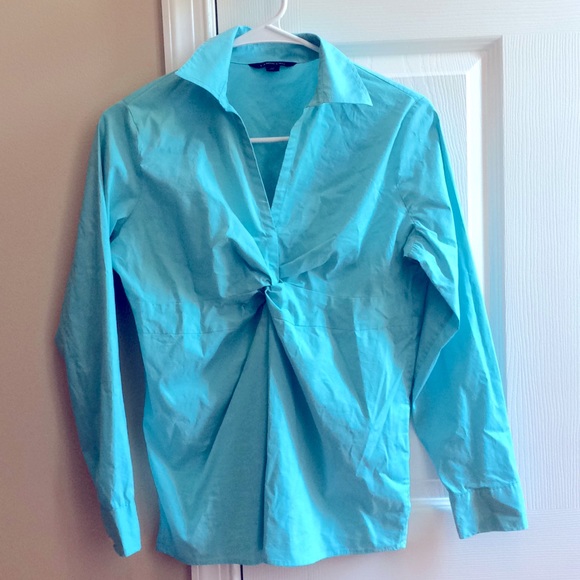 NWOT Lands Ends Aqua bluish front knot top - Picture 1 of 6
